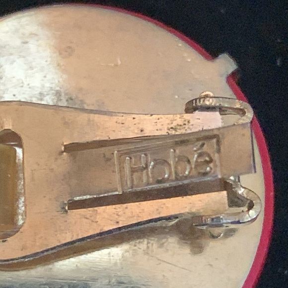 Hobe Vintage Round Red Faceted  Glass Clip Earrings - Picture 4 of 5